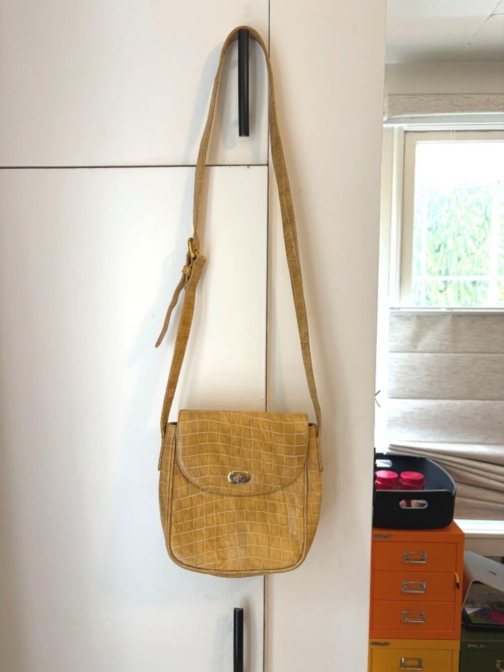 Talbots Tan Croc Embossed Leather Crossbody Shoulder Bag - Picture 2 of 8